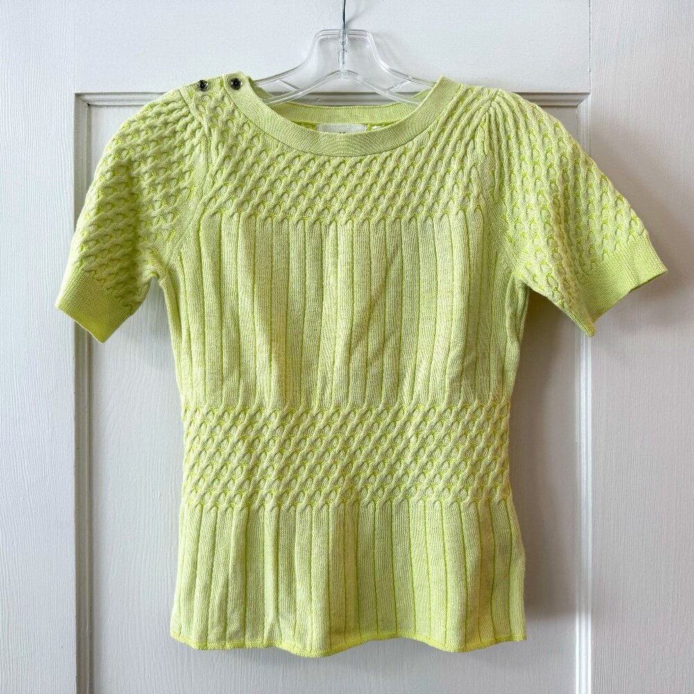 Anthropologie | HWR Neon Yellow-Green Knit Sweater XS